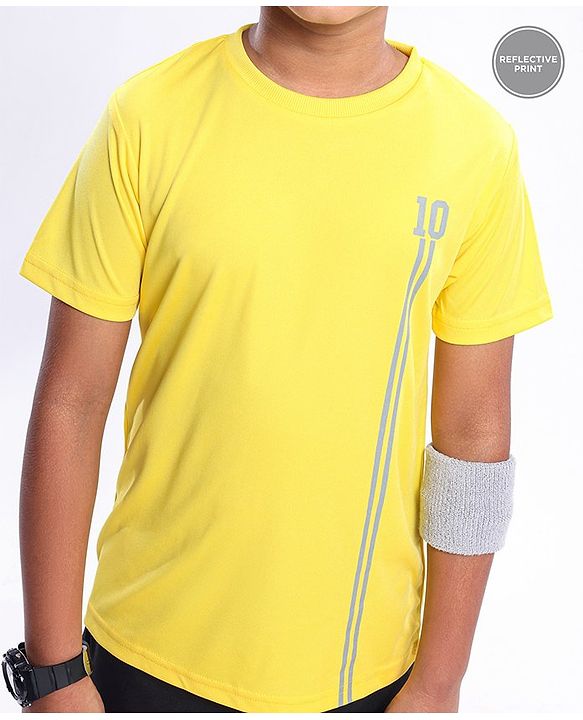 Pine Active Half Sleeves Numeric Print T Shirt - Green Blue - Yellow