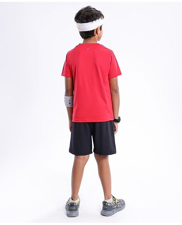 Pine Active Half Sleeves Numeric Print T Shirt - Red