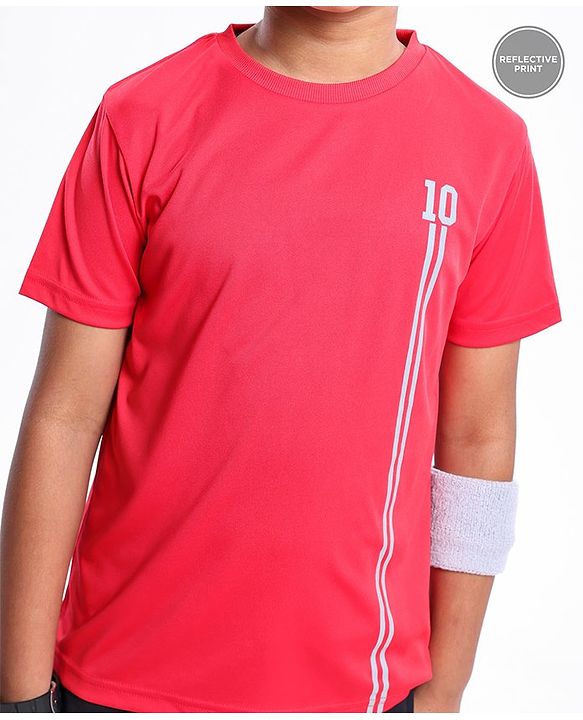 Pine Active Half Sleeves Numeric Print T Shirt - Red