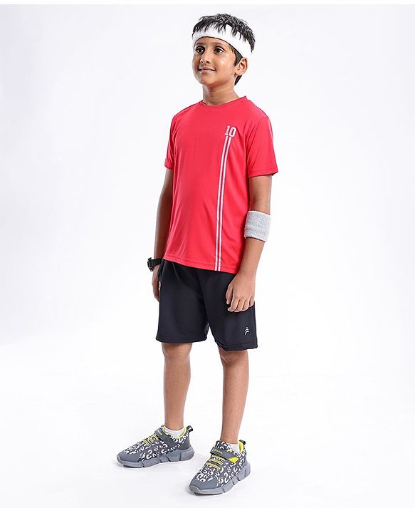 Pine Active Half Sleeves Numeric Print T Shirt - Red