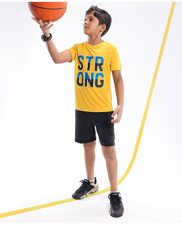 Pine Active Skin Friendly & Breathable Half Sleeves Printed T Shirt - Yellow