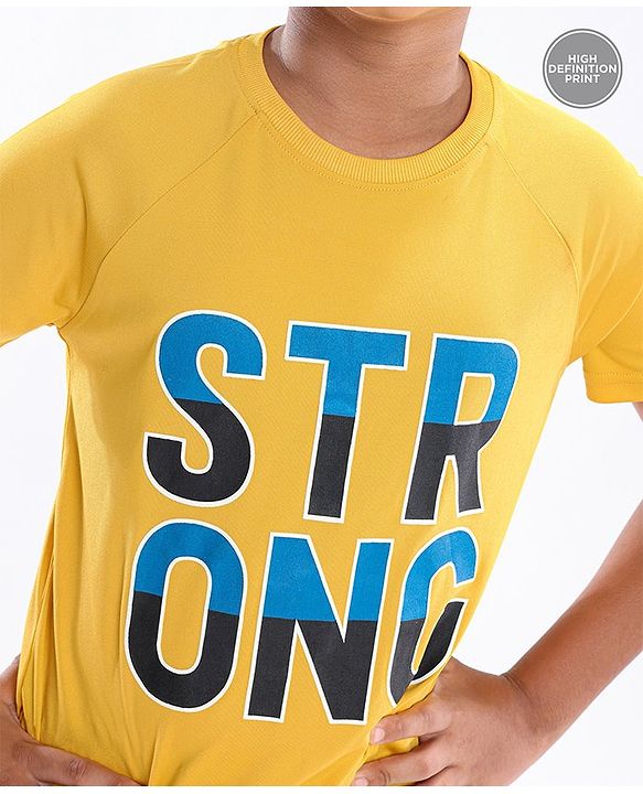 Pine Active Skin Friendly & Breathable Half Sleeves Printed T Shirt - Yellow