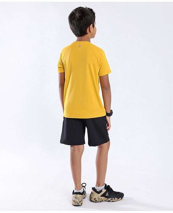 Pine Active Skin Friendly & Breathable Half Sleeves Printed T Shirt - Yellow