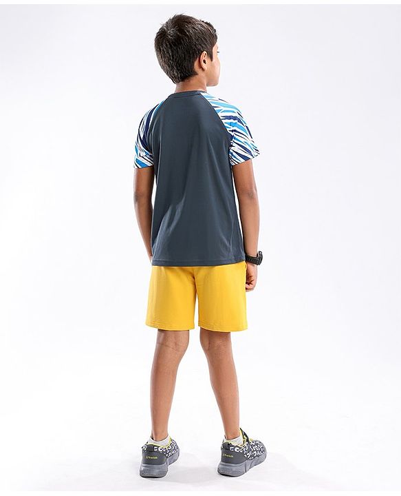 Pine Active Half Sleeves Quick Dry T-shirt with Text Print - Blue