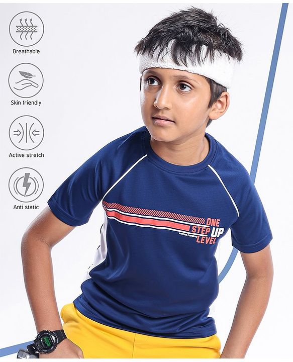 Pine Active Skin Friendly & Breathable Half Sleeves T-Shirt Text Print - Multicolor