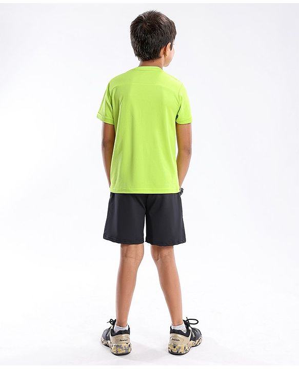 Pine Active Half Sleeves T-Shirt Text Printed - Green