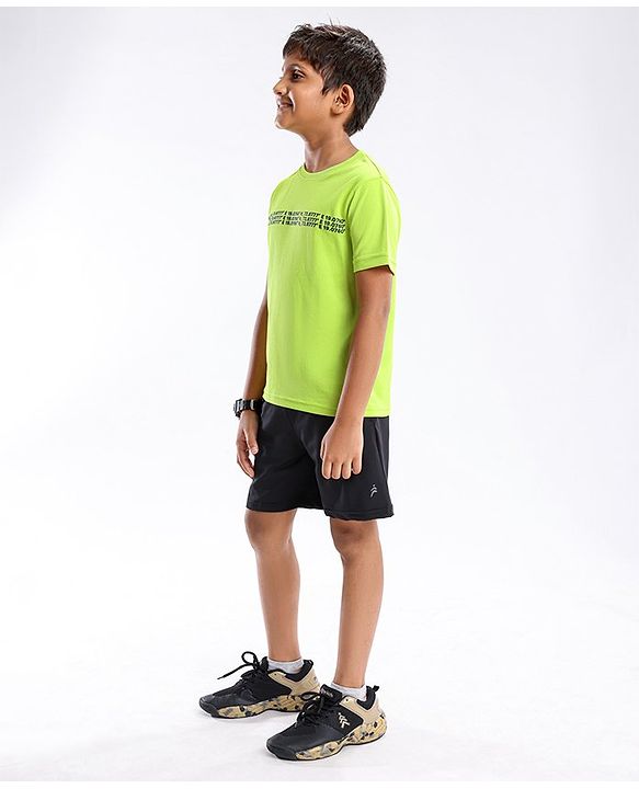 Pine Active Half Sleeves T-Shirt Text Printed - Green