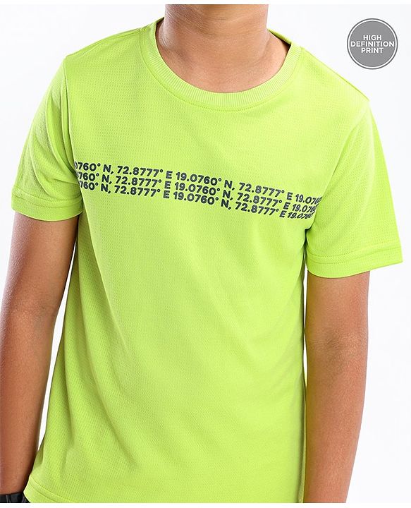 Pine Active Half Sleeves T-Shirt Text Printed - Green