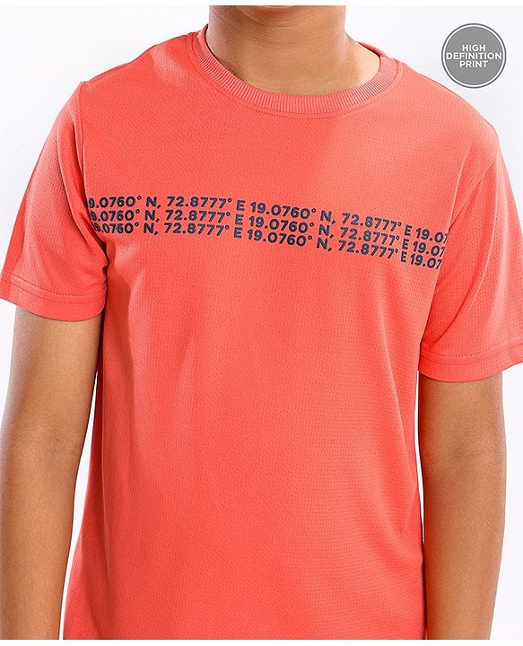 Pine Active Half Sleeves HD Print T-shirt - Red