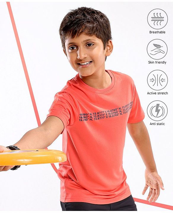 Pine Active Half Sleeves HD Print T-shirt - Red
