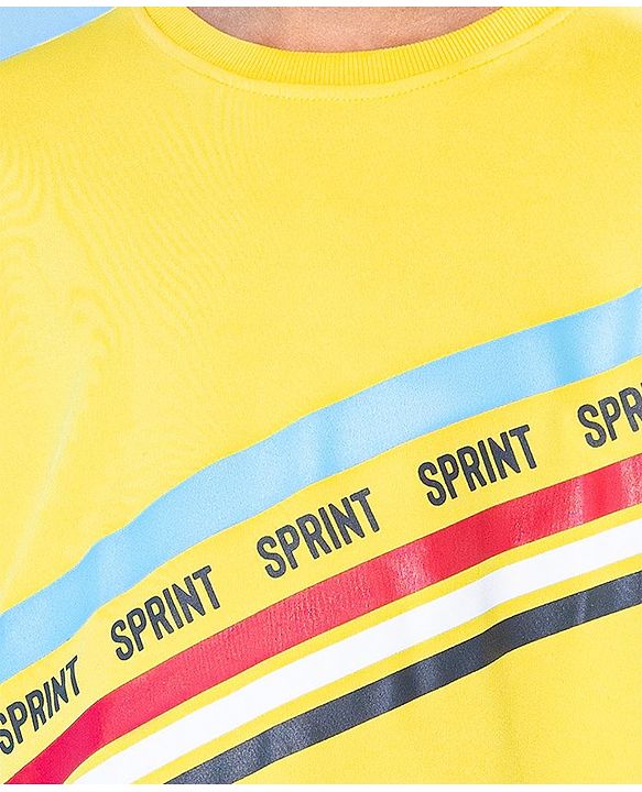 Pine Active Half Sleeves Tee Text Print - Yellow