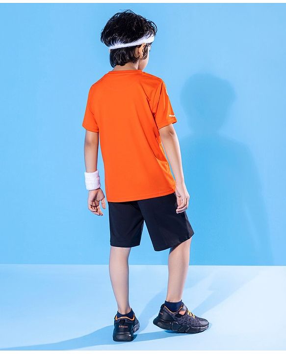 Pine Active Half Sleeves Quick Dry HD Print T-shirt - Orange