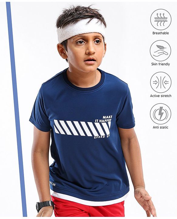 Pine Active Skin Friendly & Breathable Half Sleeves Sports Tee HD Print - Multicolor