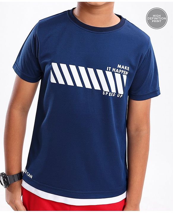 Pine Active Skin Friendly & Breathable Half Sleeves Sports Tee HD Print - Multicolor