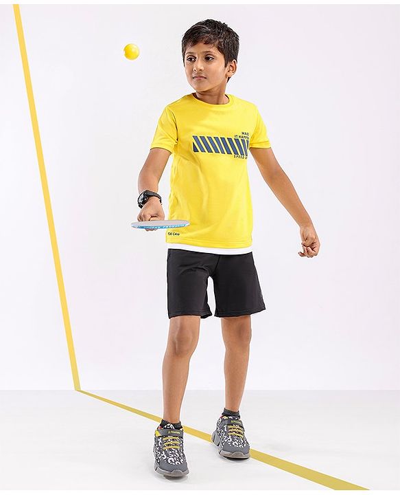 Pine Active  Skin Friendly & Breathable Half Sleeves T-shirt with HD Print - Yellow