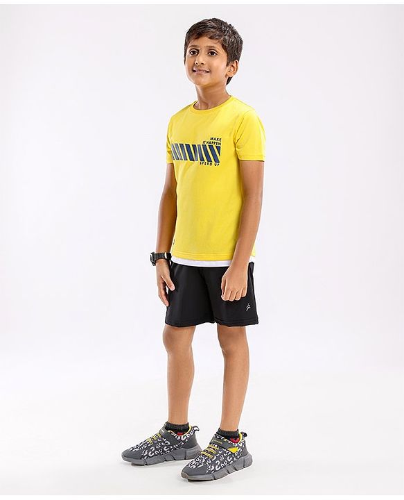 Pine Active  Skin Friendly & Breathable Half Sleeves T-shirt with HD Print - Yellow
