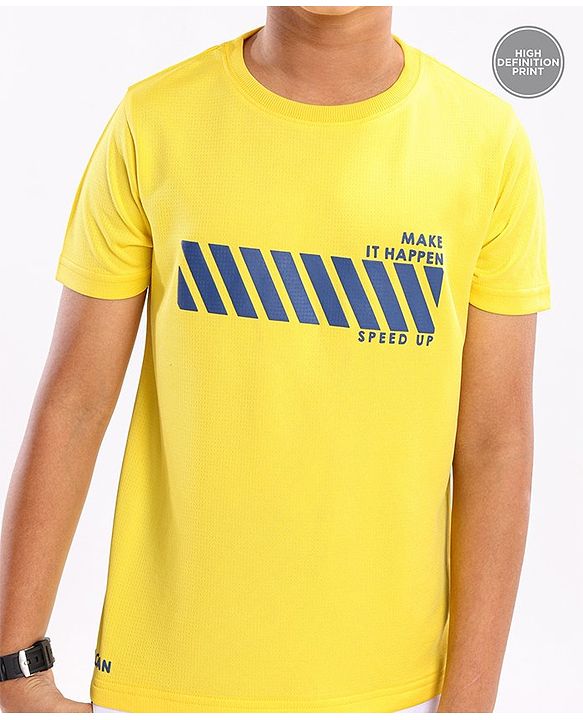 Pine Active  Skin Friendly & Breathable Half Sleeves T-shirt with HD Print - Yellow