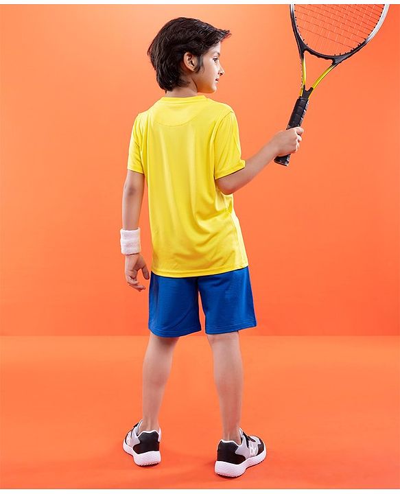 Pine Active Half Sleeves Tee Text Print - Yellow