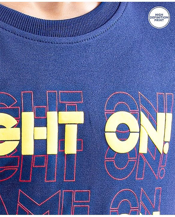 Pine Active Half Sleeves Tee Text Print - Dark Blue