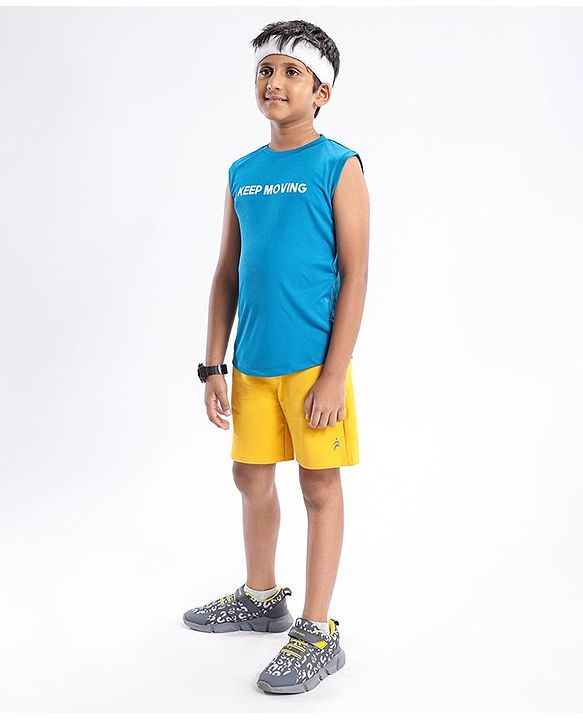 Pine Active Half Sleeves Text Print T Shirt - Blue