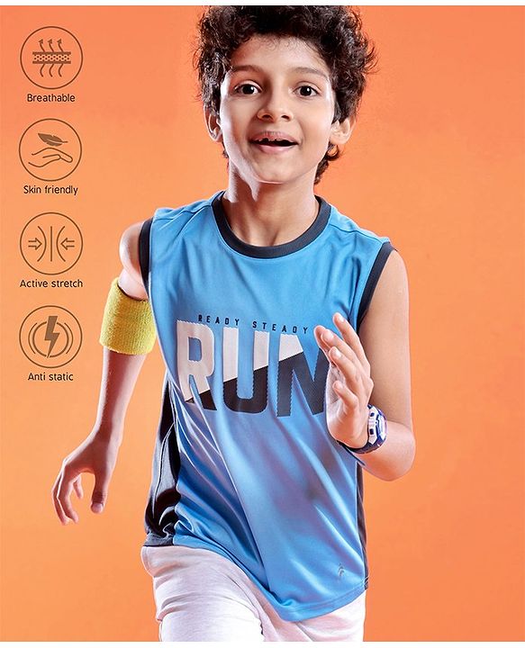 Pine Active Skin Friendly & Breathable Sleeveless Sportswear T-Shirt - Blue