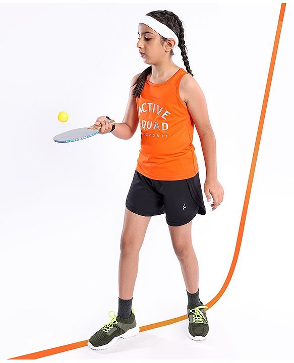 Pine Active Sleeveless Quick Dry T-shirt HD Print - Orange