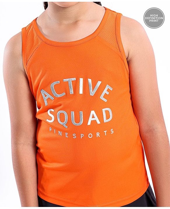 Pine Active Sleeveless Quick Dry T-shirt HD Print - Orange