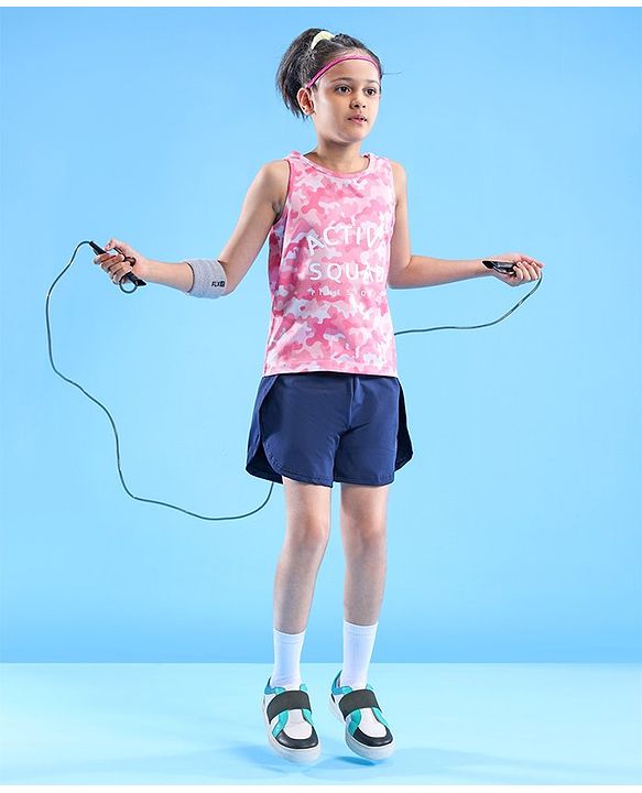 Pine Active Skin Friendly & Breathable Sleeveless Sportswear T-Shirt Camo & Text Print - Multicolour