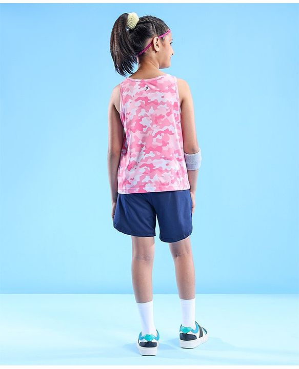 Pine Active Skin Friendly & Breathable Sleeveless Sportswear T-Shirt Camo & Text Print - Multicolour