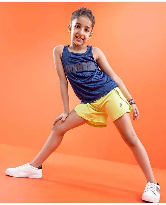 Pine Active Skin Friendly & Breathable Sleeveless Sports T-Shirt Text Print - Multicolor