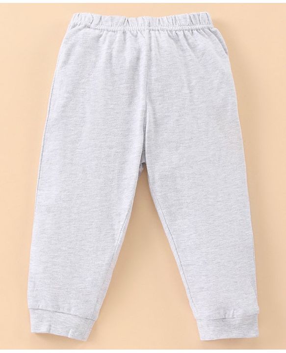 Babyhug Full Sleeves Night Suit Text Print - Grey