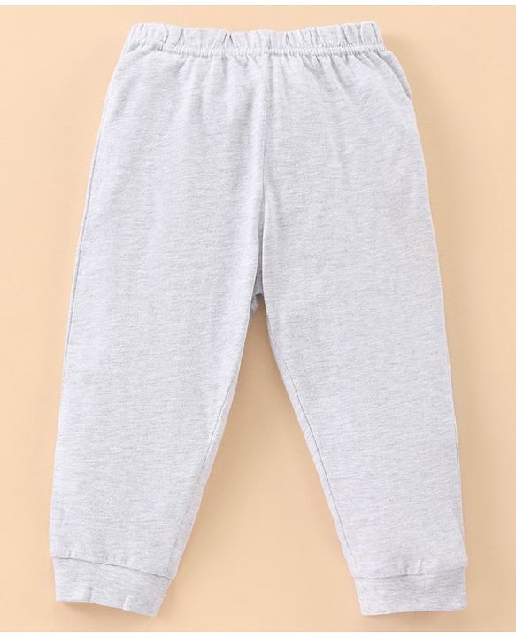 Babyhug Full Sleeves Night Suit Text Print - Grey