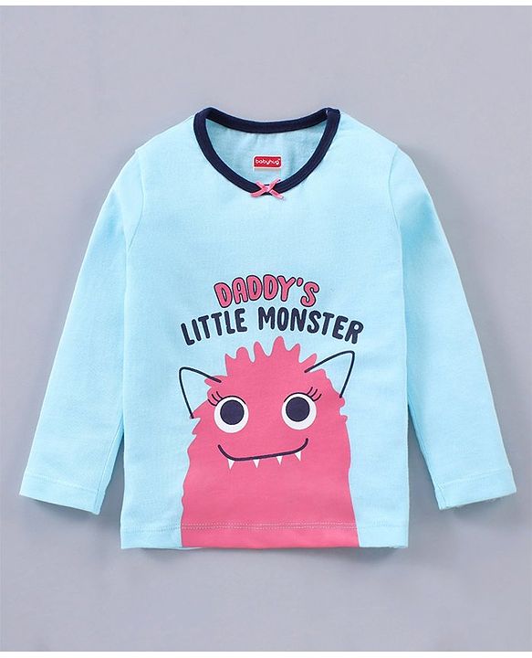 Babyhug Cotton Knit Full Sleeves Text Printed Night Suit - Blue