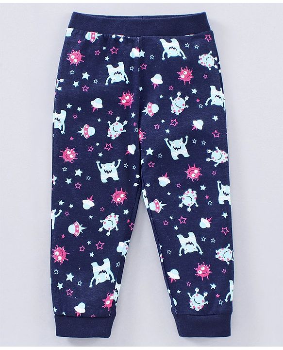 Babyhug Cotton Knit Full Sleeves Text Printed Night Suit - Blue