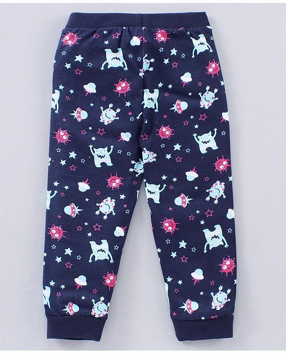 Babyhug Cotton Knit Full Sleeves Text Printed Night Suit - Blue