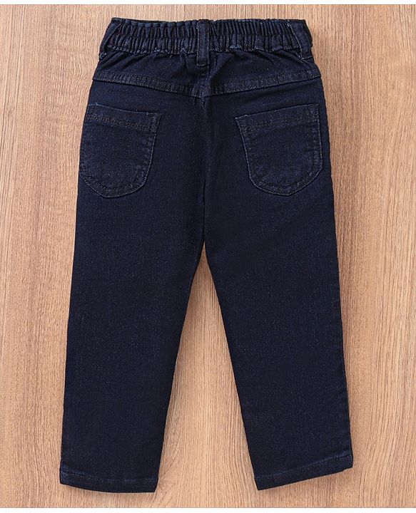 Babyhug Full Length Denim Washed Jeans - Dark Blue