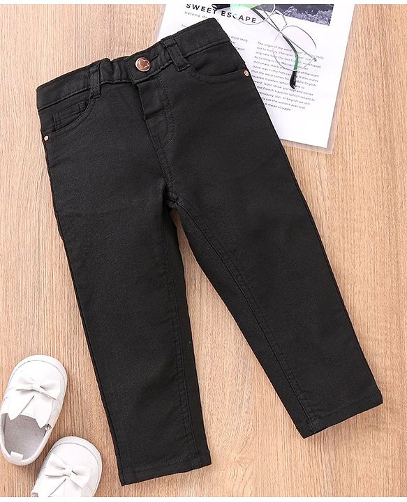 Babyhug Full Length Denim Washed Jeans - Black