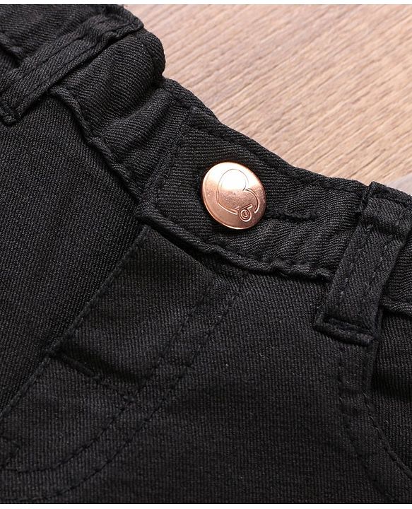 Babyhug Full Length Denim Washed Jeans - Black