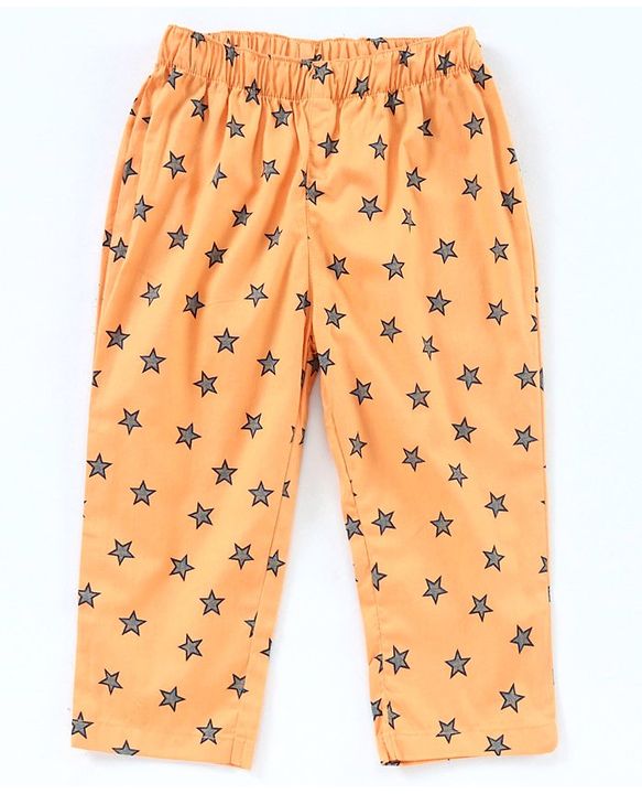Babyhug Full Sleeves Cotton T-shirt and Pyjama Set Star Print - Mustard