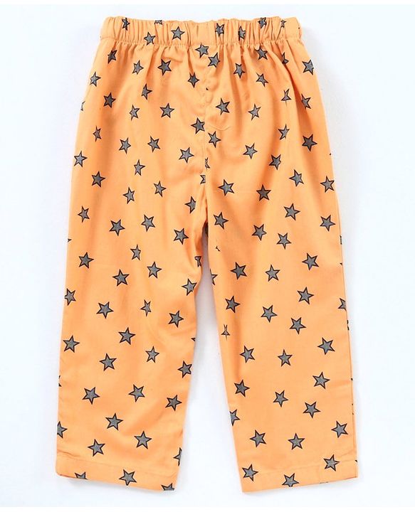 Babyhug Full Sleeves Cotton T-shirt and Pyjama Set Star Print - Mustard