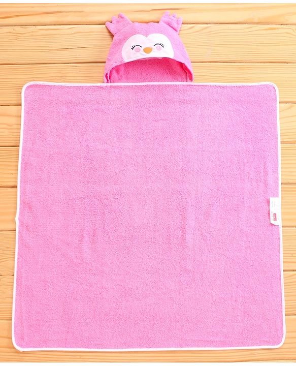 Babyhug Cotton Hooded Towel with 3D Ears - Pink