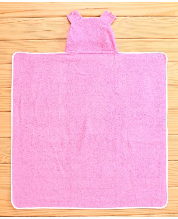 Babyhug Cotton Hooded Towel with 3D Ears - Pink