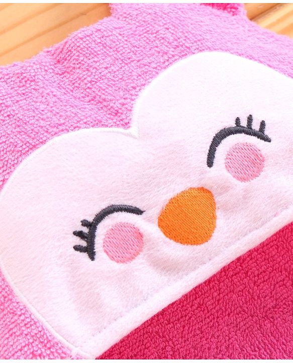 Babyhug Cotton Hooded Towel with 3D Ears - Pink