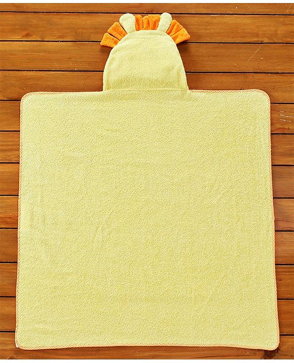 Babyhug Cotton Lion Hooded Towel - Yellow