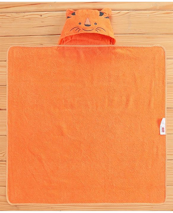 Babyhug Hooded Towel Tiger Graphic - Orange
