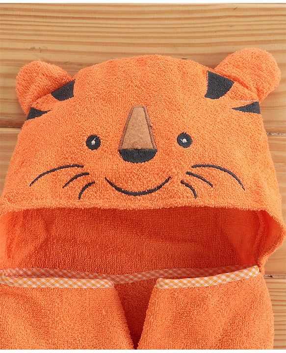 Babyhug Hooded Towel Tiger Graphic - Orange
