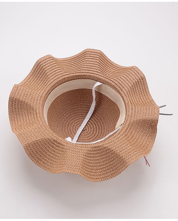 Babyhug Straw Hat With Flower Applique - Brown
