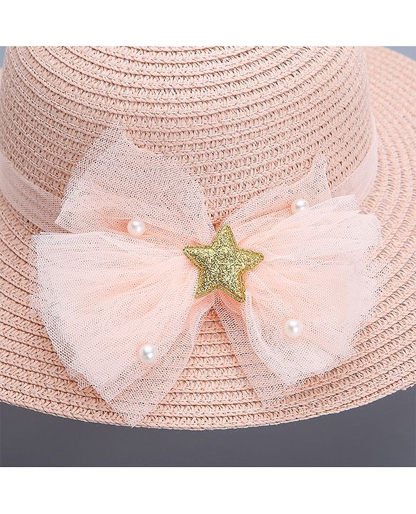 Pine Kids Straw Hat With Bow - Pink