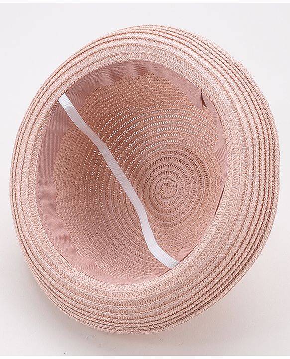Babyhug Straw Hat With Teddy Applique - Pink