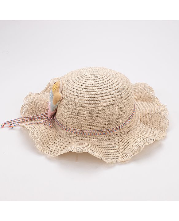 Babyhug Straw Hat With Fishes Applique - Yellow